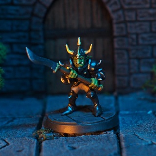 goblin warrior pikehelmet presupported joel landberg Toys & Games Tabletop Characters Creatures Fantasy Universe Board stl fantasy orc miniature 28mm pathfinder frostgrave dungeons&dragons mordheim supported runequest 3d print model - Mito3D
