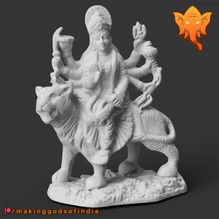 Durga tigre Varredura mundo Educação arte casa jardim utensílios domésticos enfeites hindu Índia Devi 3D print model - Mito3D