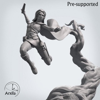 yadira female assassin arxila Toys & Games Tabletop Characters Creatures Fantasy Universe Board fight fighter ninja soldier sword tree warrior rock diorama attack jump jumping mercenary dynamic slaying duelist airattack 3d print model - Mito3D