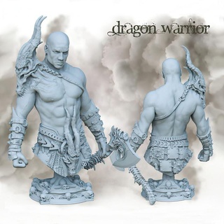 Ejderha savaşçı büst önceden desteklenen yazıcı masaüstü karakterler yaratıklar fantezi Evren mağaza hayran Sanat büstler barbar kemikler kafatası büyücü necro 3d print model - Mito3D