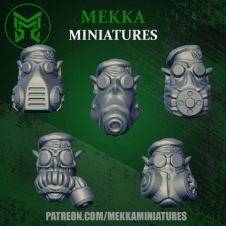 orc gas mask heads mekka miniatures Toys & Games Tabletop Characters Creatures Sci-Fi Universe Board Store 40k figurine ork warhammer miniature masks gorkamorka commandos kommandos 3d print model - Mito3D