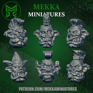 orc punk heads mekka miniatures Toys & Games Tabletop accessories Characters Creatures Fantasy Universe Sci-Fi Board Store 40k fantasy head ork warhammer miniature orcs orks punks 3d print model - Mito3D