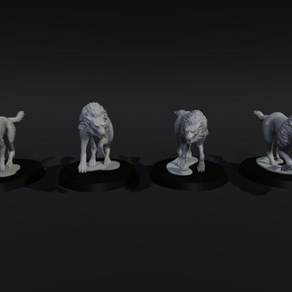 4 giant wolves medbury miniatures Toys & Games Tabletop Characters Creatures Fantasy Universe Board dnd frostgrave mesbg oathmark 3d print model - Mito3D