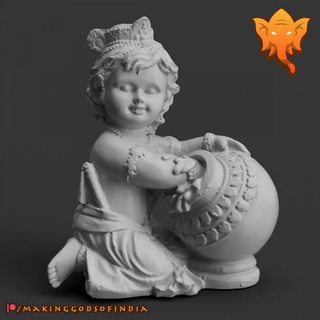 Makhan Coro Krishna roubando manteiga Varredura mundo Educação arte casa jardim utensílios domésticos enfeites Deus hindu Índia criança Krsna 3d print model - Mito3D