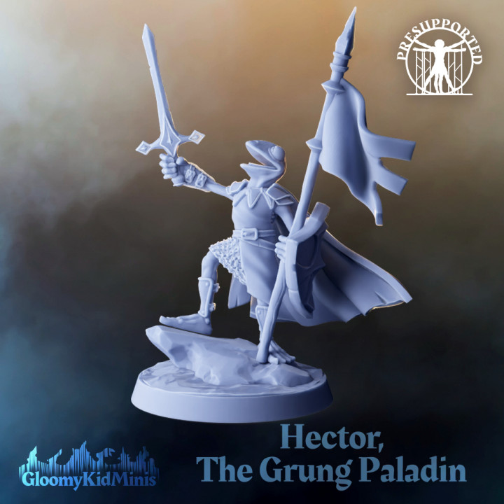 hector grung paladin gloomykidminis Toys & Games Tabletop Characters Creatures Fantasy Universe Board fighter frog dnd kermit pathfinder 3D print model - Mito3D