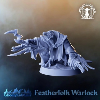 featherfolk warlock gloomykidminis Toys & Games Tabletop Characters Creatures Fantasy Universe Board Store wizard caster dnd pathfinder sorcerer vulture kenku aaracokra 3d print model - Mito3D