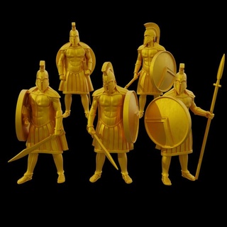 spartan warriors 5 pieces yourneighborknight minis Toys & Games Tabletop Characters Creatures Fantasy Universe Board Store ancient army fighter greek shield spear sword war sparta 3d print model - Mito3D