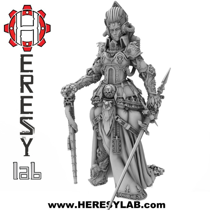 hl068 Nouveau sacrifice Justin imperor inquisiteur actualisé Jan 2023 prise charge heresylab Barbara table personnages créatures Sci univers 40k femelle marteau guerre scifi warhammer40k adeptus mécanicien inquisition rougetrader 3D print model - Mito3D