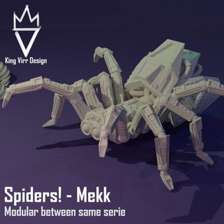 arañas robot mekk modular araña Rey arroyo diseño juguetes juegos mesa caracteres criaturas Sci Fi universo vehiculos máquinas tablero Tienda máquina guerra steampunk cyberpunk vestido 3d print model - Mito3D