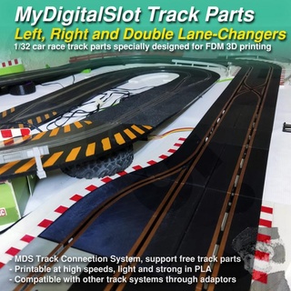 mydigitalslot left right double lane-changers 3d printed diy track parts 1 32 digital slot car racing game dlb five Toys & Games RC Cars Toy Vehicles rc scalextric changer lane carrera cambio ninco pista slotit mds carril 3d print model - Mito3D