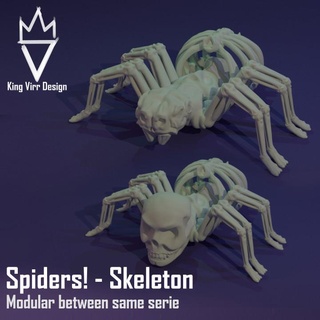 araignées squelette modulaire araignée Roi flux conception jouets Jeux table personnages créatures fantaisie univers planche boutique os monstre effrayant morte 3d print model - Mito3D