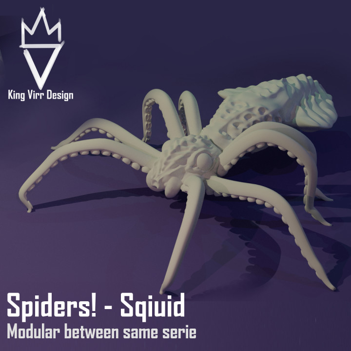 arañas squid modular araña Rey arroyo diseño juguetes juegos mesa caracteres criaturas fantasía universo tablero Tienda monstruo Oceano mar pulpo cthulhu calamar piratas craken 3D print model - Mito3D