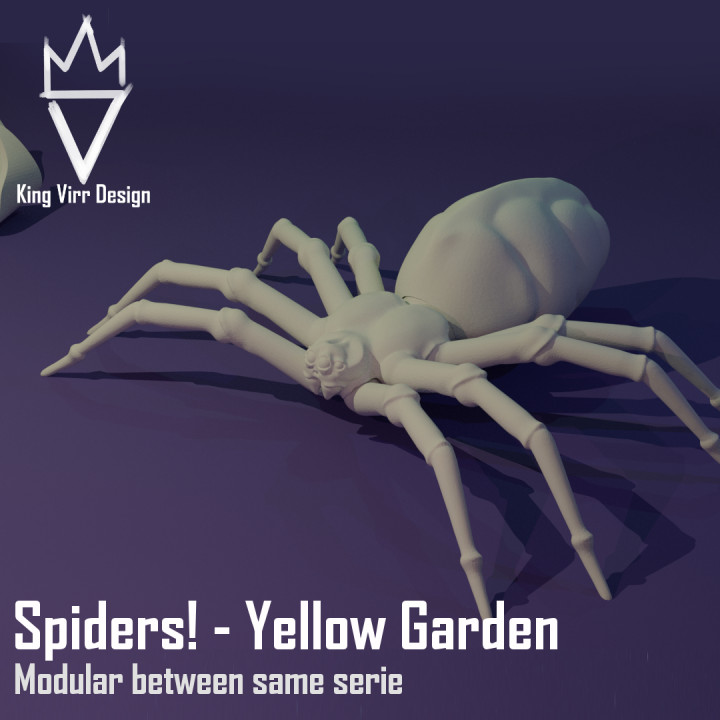 arañas amarillo jardín araña modular Rey arroyo diseño juguetes juegos animal criatura cifras mesa caracteres criaturas fantasía universo tablero Tienda clásico monstruo 3D print model - Mito3D