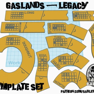gaslands - legacy template set brander roullett Tabletop accessories sablebadger 3d print model - Mito3D