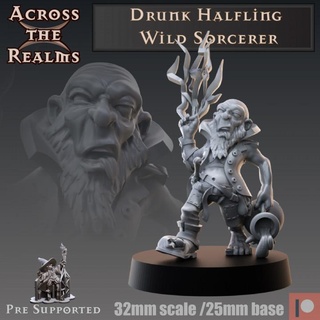 drunk halfling wild sorcerer across realms Toys & Games Tabletop Characters Creatures Fantasy Universe Board Store gaming rpg wizard miniature mage caster tabletop dnd pathfinder 5e deadbeat 3d print model - Mito3D