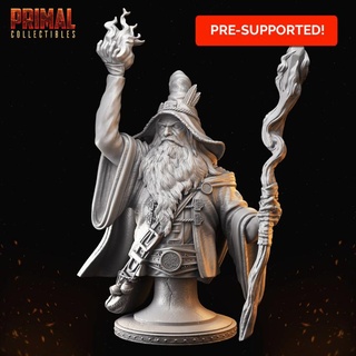 wizard - lon wiser bust masters dungeons quest primal collectibles Toys & Games Tabletop Characters Creatures Fantasy Universe Board Fan Art Busts classic dragons epic fantasy hero retro rpg war warrior miniature enemy paint boardgame roleplaying oldschool wargame retrogame tabletopgame oldwizard classicgame 3d print model - Mito3D