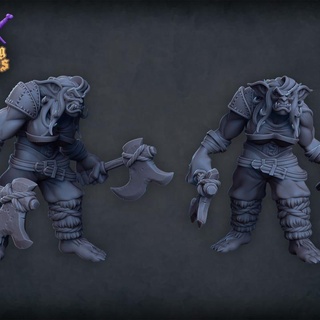 bugbear barbarian roleplaying & miniatures Toys Games Tabletop Characters Creatures Fantasy Universe Board axe female warrior miniature resin tabletop dnd5e presupported 3d print model - Mito3D