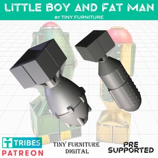 little boy fat man tiny furniture games miniatures terrain props fallout shelter roleplaying tabletop nuclear bombs 3d print model - Mito3D