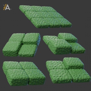 multiplates gras highbushes azarbricks system florian azar Toys & Games Tabletop 3D Printable Terrain Board Fantasy terrain bush 3d print model - Mito3D