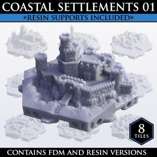 hexton hills coastal settlements set 01 dan & jax Toys Games Tabletop accessories Board building dock environment fantasy fdm fishing hexagon modular ocean road roleplay rpg sea wargaming warhammer water world resin castle hex fort map wargame catan village town campaign lighthouse empire dnd scenery port coast crawl cliff guild harbour empires jetty 3d print model - Mito3D