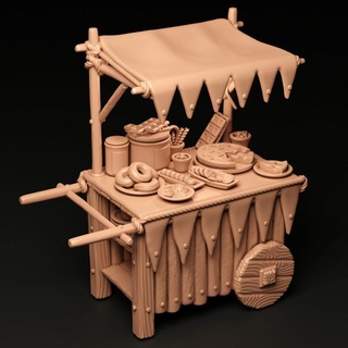 market square candy cart making tlon Toys & Games Tabletop Characters Creatures Fantasy Universe Board Store 3D Printable Terrain objects cake donut plate terrain props jar diorama scenery 32mm stall presupported 3d print model - Mito3D