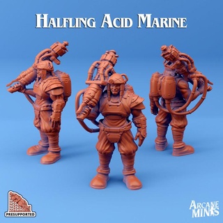male halfling acid marine arcane minis Store dragon dragons dungeons gun helmet roleplay rpg heavy backpack steampunk dungeon patreon d&d 28mm dnd 35mm 32mm 5e presupported pre-supported arcanapunk magipunk magitech supported 3d print model - Mito3D