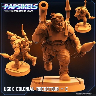 ugok colonial rocketeur - c papsikels miniatures Toys & Games Tabletop Characters Creatures Sci-Fi Universe Board Store rocket trooper launcher 3d print model - Mito3D