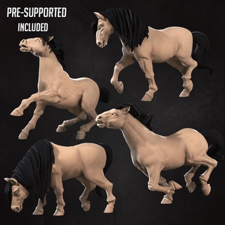 horses 4 versions bite bullet Toys & Games Tabletop Characters Creatures Fantasy Universe Board Store animal animals mount horse miniature boardgame tabletop patreon amazon dnd amazons 3d print model - Mito3D