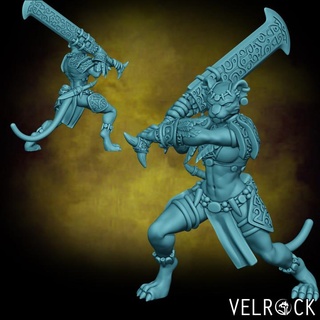 female leonin warrior greatsword presupported velrock art miniatures Toys & Games Tabletop Characters Creatures Fantasy Universe Board Store barbarian cat fantasy fighter lion tribal magic mtg paladin dungeons dragons catfolk supported ajani plains 3d print model - Mito3D
