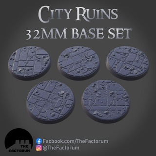 32mm city ruins base set supported andrew noble Toys & Games Tabletop accessories Board Store 40k rpg wargaming warhammer 28mm urban basing rubble 3d print model - Mito3D