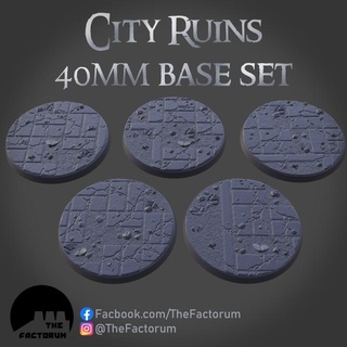 40mm city ruins base set supported andrew noble Toys & Games Tabletop accessories Board Store 40k rpg wargaming warhammer 28mm urban basing rubble 3d print model - Mito3D