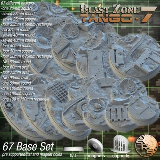 warzone bases srs studios Toys & Games Tabletop accessories Board battlefield gaming miniatures modern oval rpg square warhammer military warfare tabletop round blast 3d print model - Mito3D