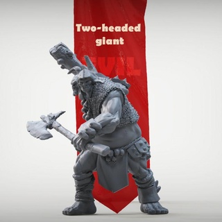 two-headed giant horde miniatures Toys & Games Tabletop Characters Creatures Fantasy Universe Board Store troll ogre gargant 3d print model - Mito3D