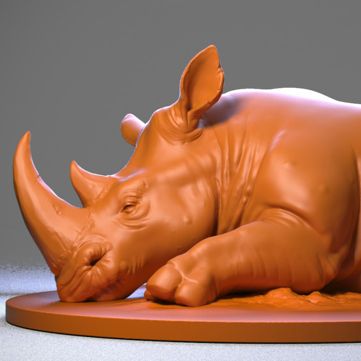 rinoceronte porra 3d animal arte afixo 3D print model - Mito3D