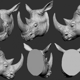 rhino head f'solo Toys & Games Animal Creature Figures Store Fan Art Busts 3d animal sculpture 3dprint 3d print model - Mito3D