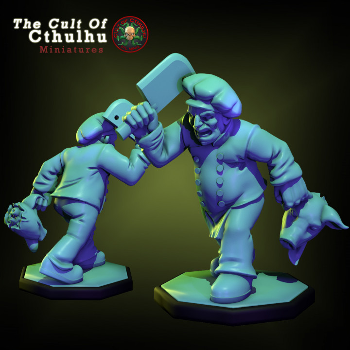 crazy cook cthulhu investigator 32mm rpg tabletop cosmondo Toys & Games Tabletop Characters Creatures Fantasy Universe Board horror miniature boardgame lovecraft arkham mom mansionofmadness 3D print model - Mito3D
