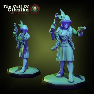 flapper armed gun cthulhu investigator 32mm rpg tabletop cosmondo Toys & Games Tabletop Characters Creatures Fantasy Universe Board horror lovecraft arkham mom 1920 mansionofmadness 3d print model - Mito3D