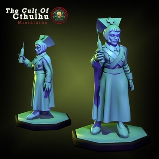 crazy nurse cthulhu investigator 32mm rpg tabletop cosmondo Toys & Games Tabletop Characters Creatures Fantasy Universe Board horror character miniature arkham mom 3d print model - Mito3D