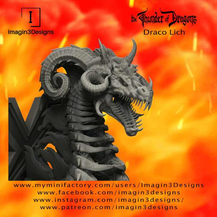 draco lich imagin3designs Toys & Games Tabletop Characters Creatures 3D Printable Terrain Board Store bust creature detailed dragon fantasy fdm undead painting death multipart necromancy dracolich thethunderofdragons 1 10thscale undeaddragon 3D print model - Mito3D