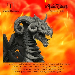 draco lich imagin3designs Toys & Games Tabletop Characters Creatures 3D Printable Terrain Board Store bust creature detailed dragon fantasy fdm undead painting death multipart necromancy dracolich thethunderofdragons 1 10thscale undeaddragon 3d print model - Mito3D