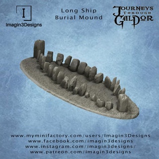 long ship burial mound imagin3designs Toys & Games Tabletop Vehicles Machines Board Store ancient fdm stone terrain viking 28mm longship 3d print model - Mito3D