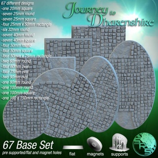 cobblestone bases new srs studios Toys & Games Tabletop accessories Characters Creatures Fantasy Universe Board Store fantasy gaming medieval miniatures oval road rpg stone tabletop round village town 3d print model - Mito3D