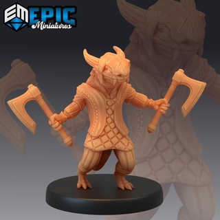 lizardfolk warrior kobold minion reptile folk soldier draconic lizard epic-miniatures Toys & Games Tabletop Characters Creatures Fantasy Universe Board axe fantasy man medieval men monster rpg warhammer sla enemy tabletop dungeon dnd pathfinder lizardman lizardmen npc pre-supported supported pre 3d print model - Mito3D
