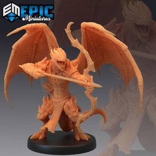 flying dragonborn archer winged half dragon warrior draconic player character epic-miniatures Toys & Games Tabletop Characters Creatures Fantasy Universe Board arrow fantasy lizard man medieval men monster reptile rpg warhammer sla enemy bow tabletop dungeon dnd folk quiver pathfinder lizardman lizardmen npc halfdragon pre-supported supported pre 3d print model - Mito3D