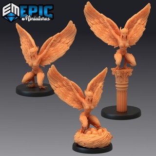 mountain harpy nest masked half bird lady classic encounter epic-miniatures Toys & Games Tabletop Characters Creatures Fantasy Universe Board Store fantasy female girl medieval monster pillar rpg warhammer woman sla enemy crouching tabletop dungeon dnd pathfinder npc pre-supported supported pre 3d print model - Mito3D