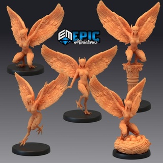 mountain harpy set masked half bird lady classic encounter epic-miniatures Toys & Games Tabletop Characters Creatures Fantasy Universe Board Store fantasy female girl medieval monster nest pillar rpg warhammer woman sla enemy tabletop dungeon dnd pathfinder npc pre-supported supported pre 3d print model - Mito3D