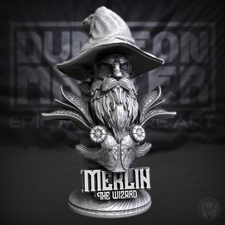 merlin wizard v1 dungeon master Toys & Games Tabletop Characters Creatures Fantasy Universe Board Store Fan Art Busts bust d&d dungeonmaster 3d print model - Mito3D