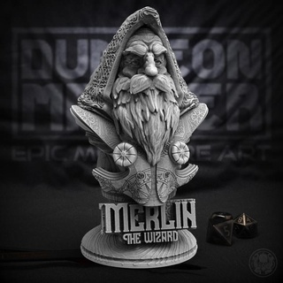 merlin wizard v2 dungeon master Toys & Games Tabletop Characters Creatures Fantasy Universe Board Store Fan Art Busts bust d&d dungeonmaster 3d print model - Mito3D
