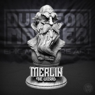 merlin wizard v3 dungeon master Toys & Games Tabletop Characters Creatures Fantasy Universe Board Store Fan Art Busts bust d&d dungeonmaster 3d print model - Mito3D