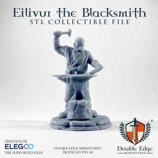 eilivur blacksmith - dw-01 double edge miniatures Toys & Games Tabletop Characters Creatures Fantasy Universe Board epic fantasy game miniature boardgame tabletop wargame miniaturepainting 3d print model - Mito3D